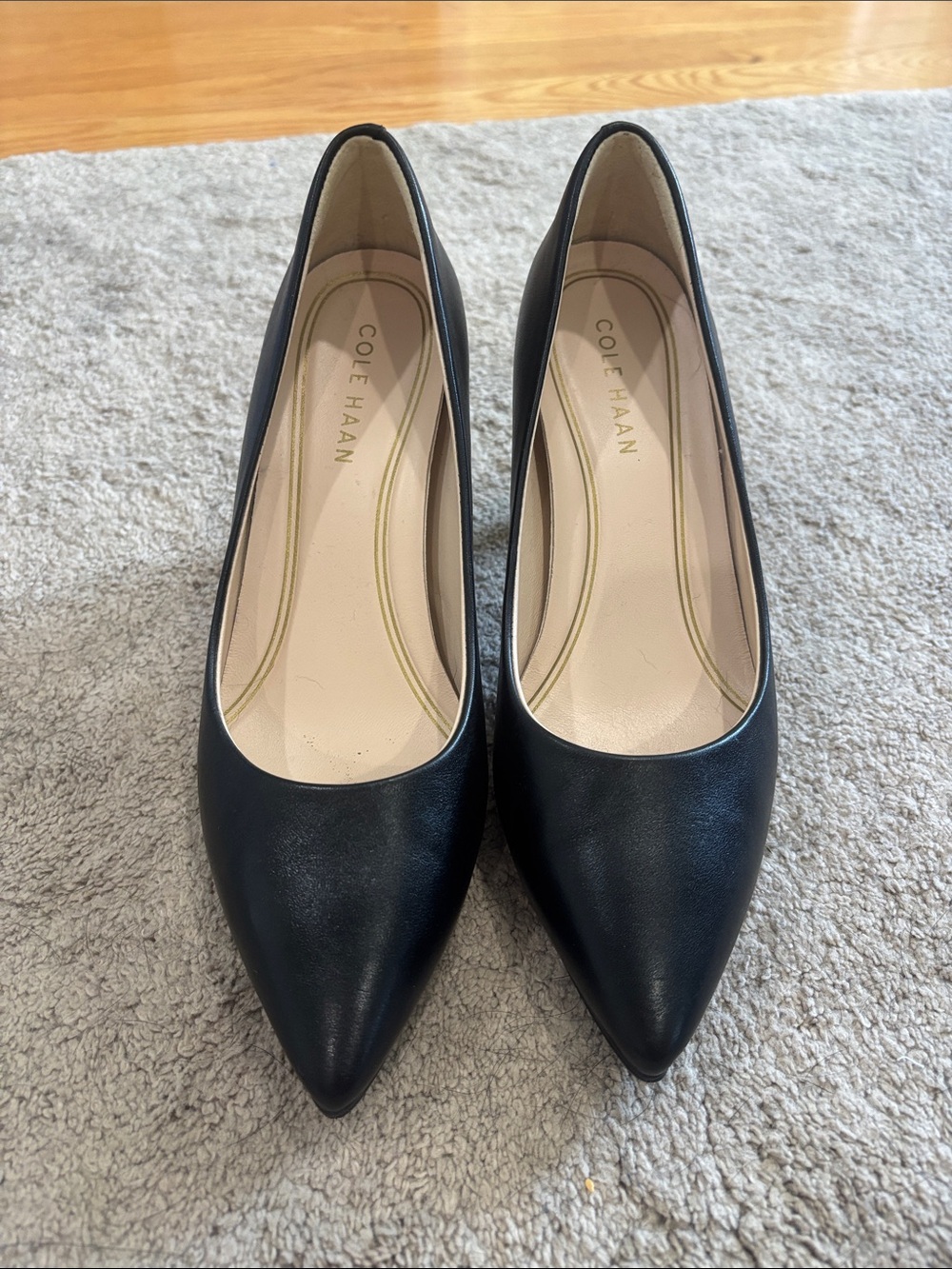 Cole Haan Grand 360 Black Pointed-Toe Leather Heels
